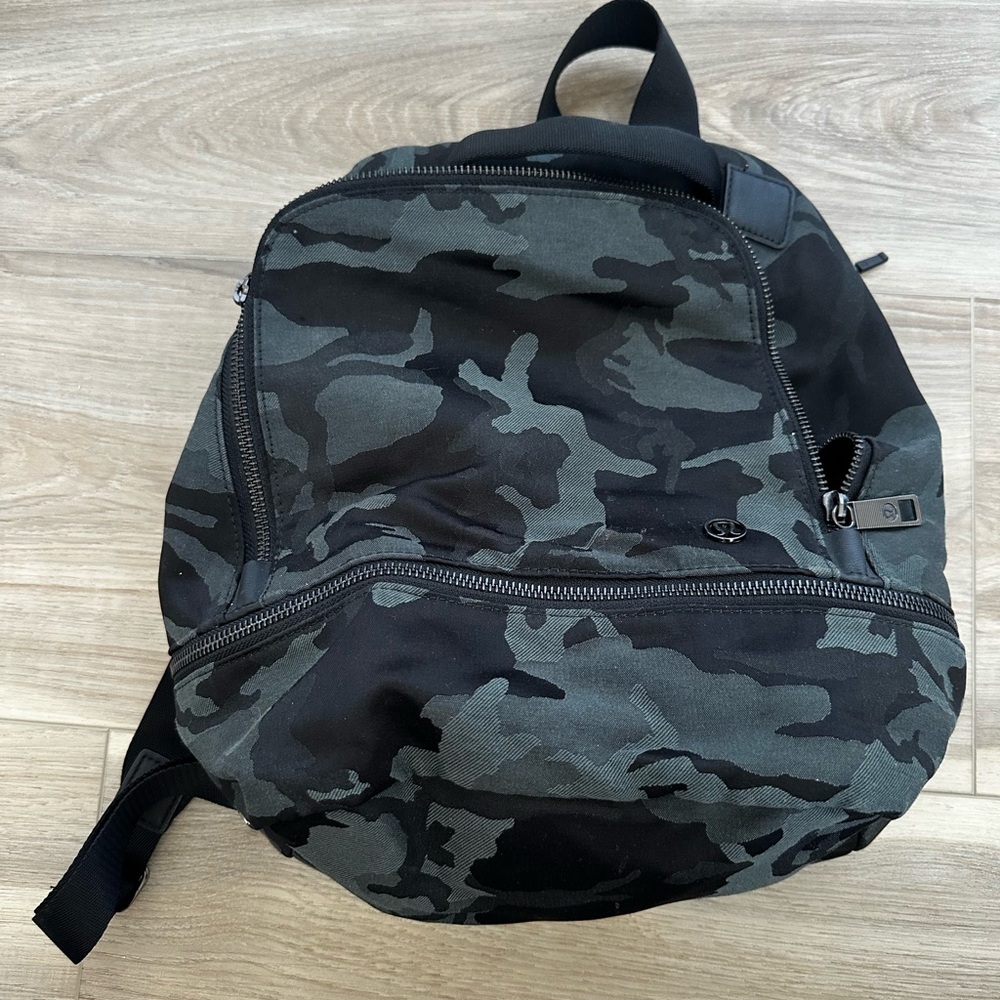 Lululemon Athletica Black and Gray Camouflage Backpack